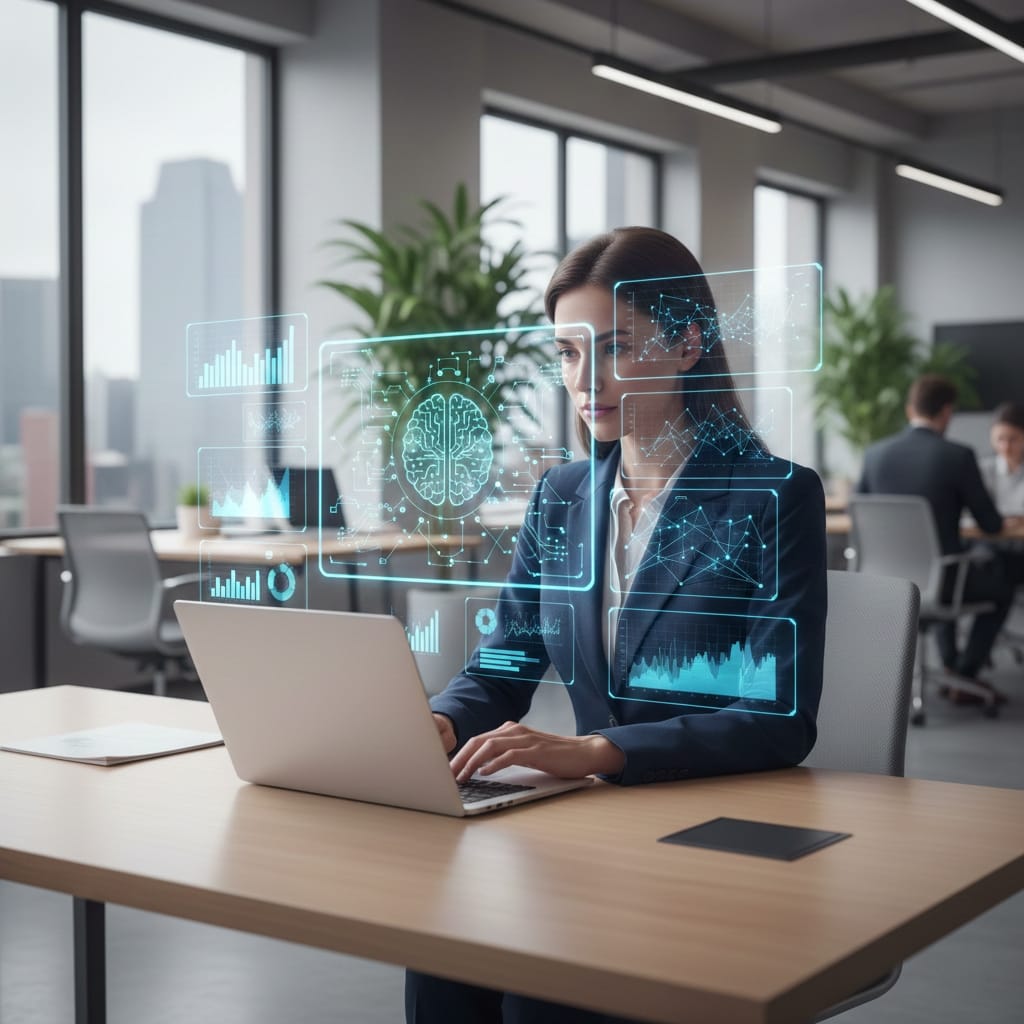 AI Trends & Innovations: How Artificial Intelligence Is Shaping the Future Artificial intelligence supporting everyday business work on a laptop